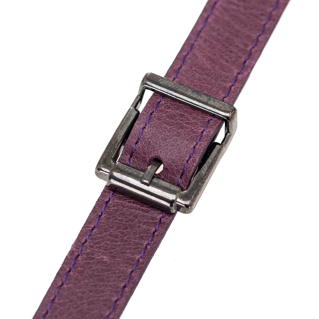Purple Luxury Leather Cross-body Strap Wristlet bag with Metal Clip - Hardiston - 6