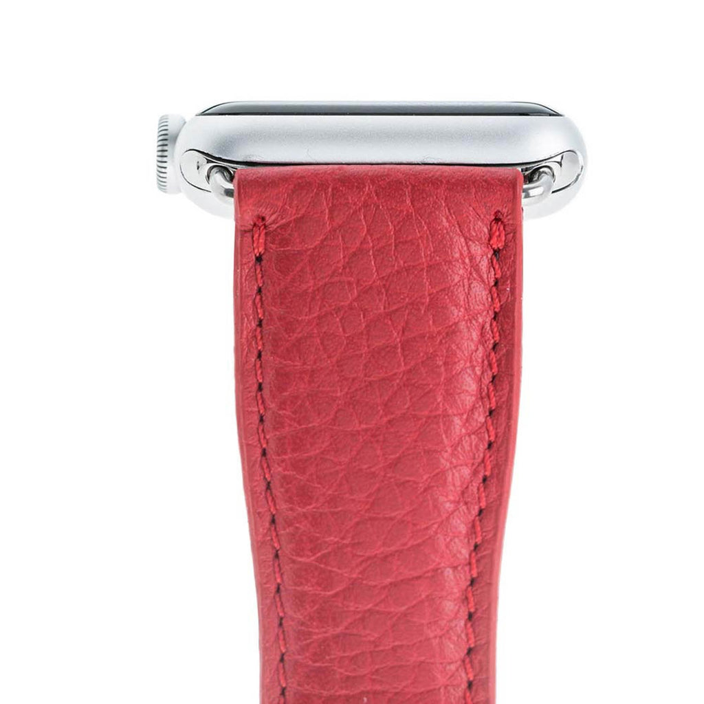 Red Leather Apple Watch Band or Strap 38mm, 40mm, 42mm, 44mm for All Series - Venito - Leather - 3