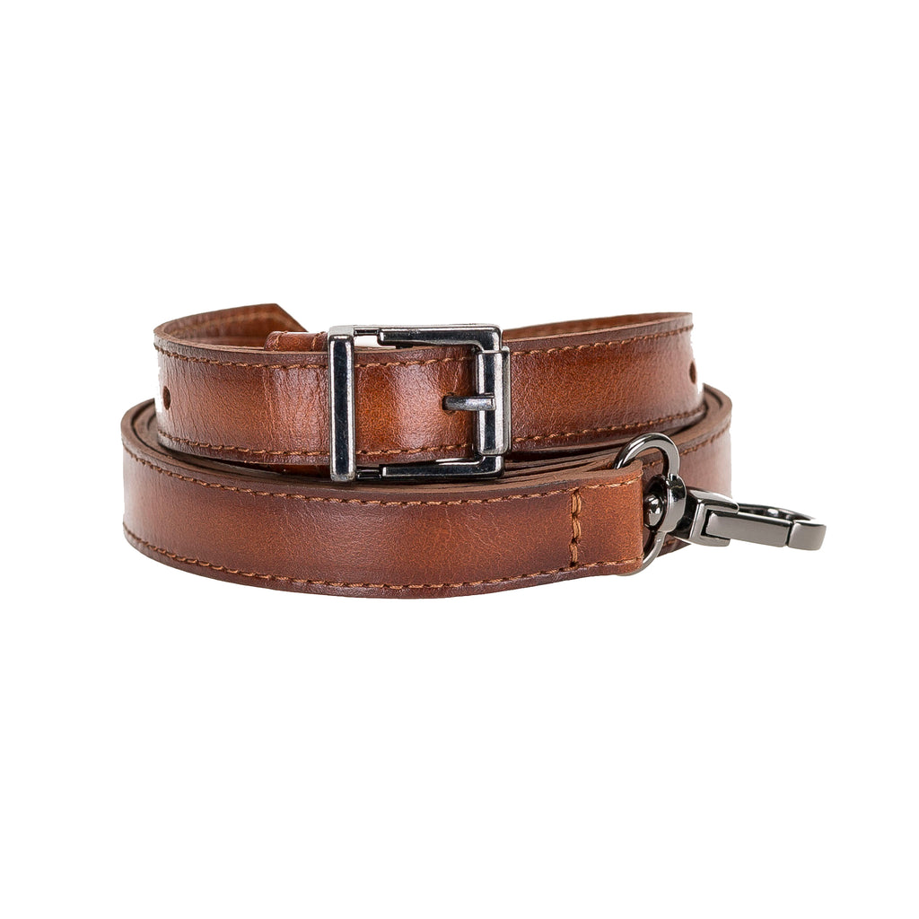 Russet Luxury Leather Cross-body Strap Wristlet bag with Metal Clip - Hardiston - 1