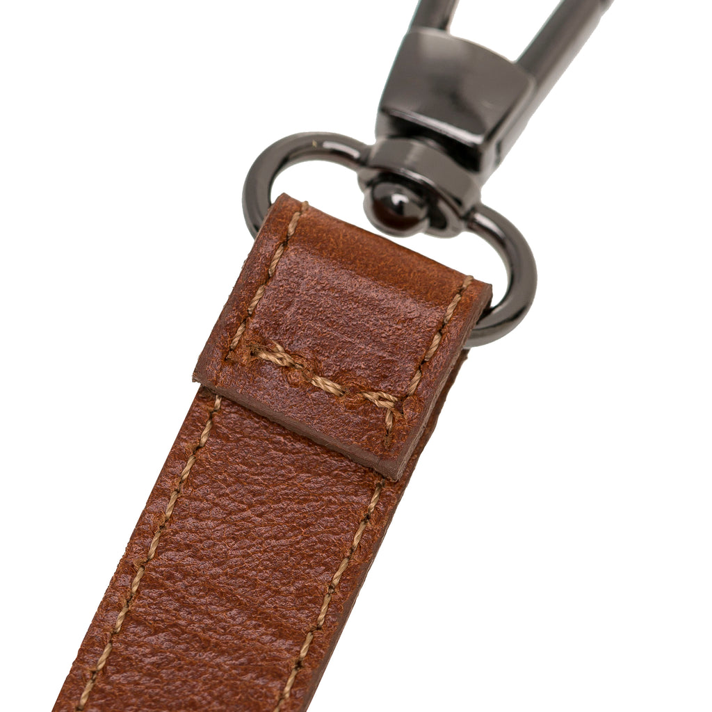 Russet Luxury Leather Cross-body Strap Wristlet bag with Metal Clip - Hardiston - 5