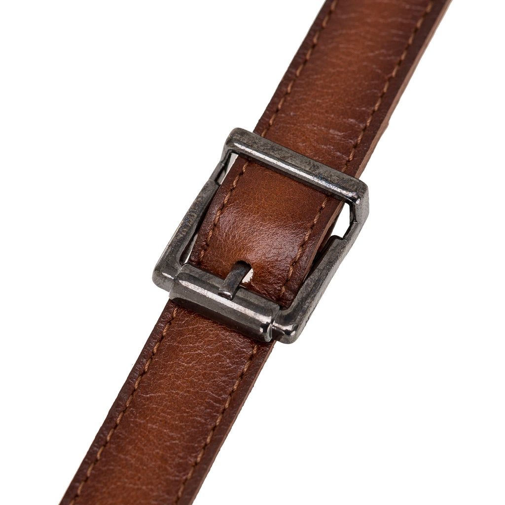 Russet Luxury Leather Cross-body Strap Wristlet bag with Metal Clip - Hardiston - 6