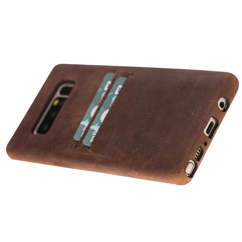 Samsung Galaxy Note8 Brown Leather Snap-On Card Holder Case with S Pen - Hardiston - 4