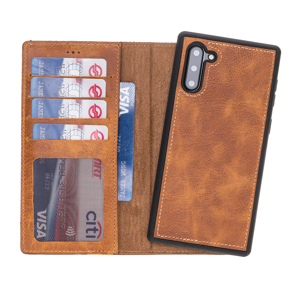 Samsung Galaxy Note 10 Amber Leather 2-in-1 Card Holder Wallet Case with S Pen - Hardiston - 1