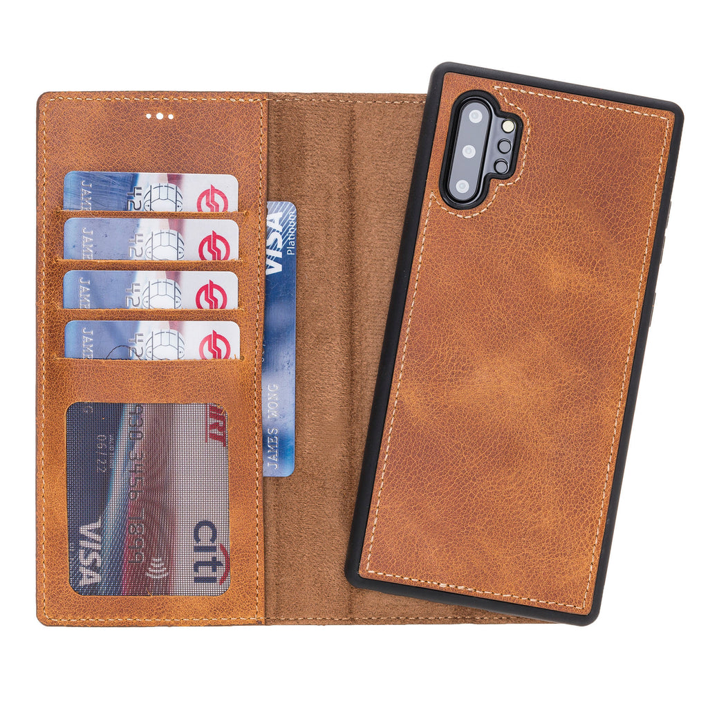 Samsung Galaxy Note 10 Plus Amber Leather 2-in-1 Card Holder Wallet Case with S Pen - Hardiston - 1
