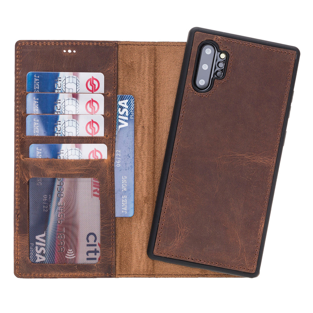 Samsung Galaxy Note 10 Plus Brown Leather 2-in-1 Card Holder Wallet Case with S Pen - Hardiston - 1
