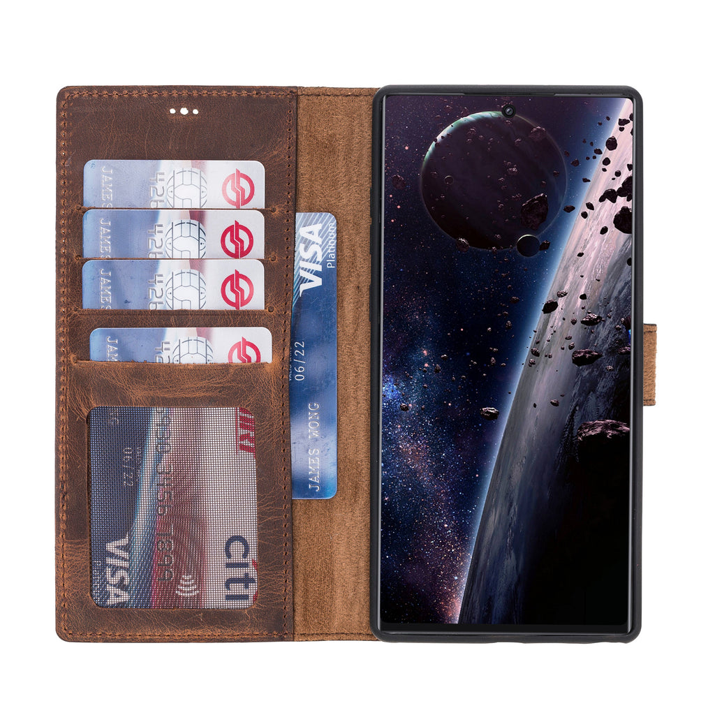 Samsung Galaxy Note 10 Plus Brown Leather 2-in-1 Card Holder Wallet Case with S Pen - Hardiston - 2