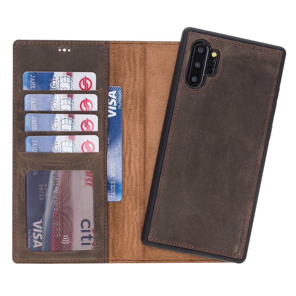 Samsung Galaxy Note 10 Plus Mocha Leather 2-in-1 Card Holder Wallet Case with S Pen - Hardiston - 1