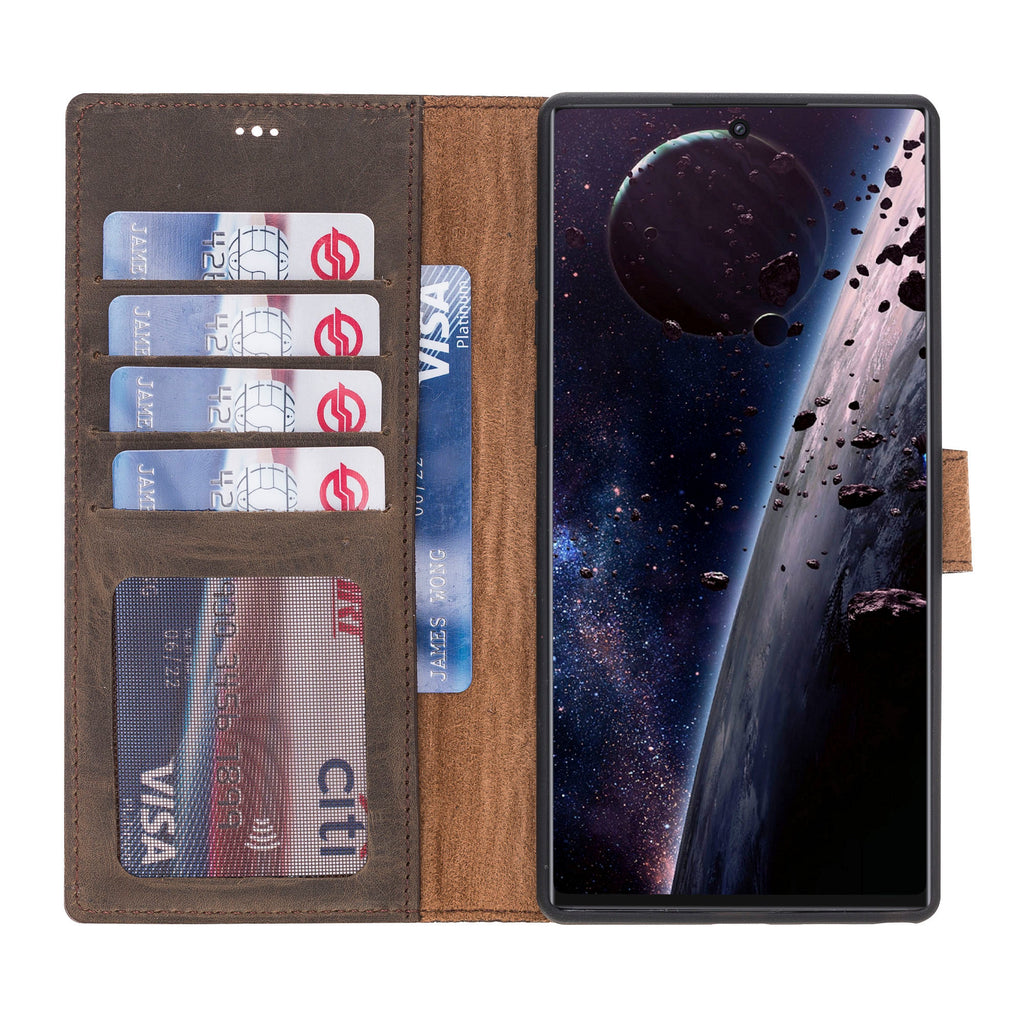 Samsung Galaxy Note 10 Plus Mocha Leather 2-in-1 Card Holder Wallet Case with S Pen - Hardiston - 2