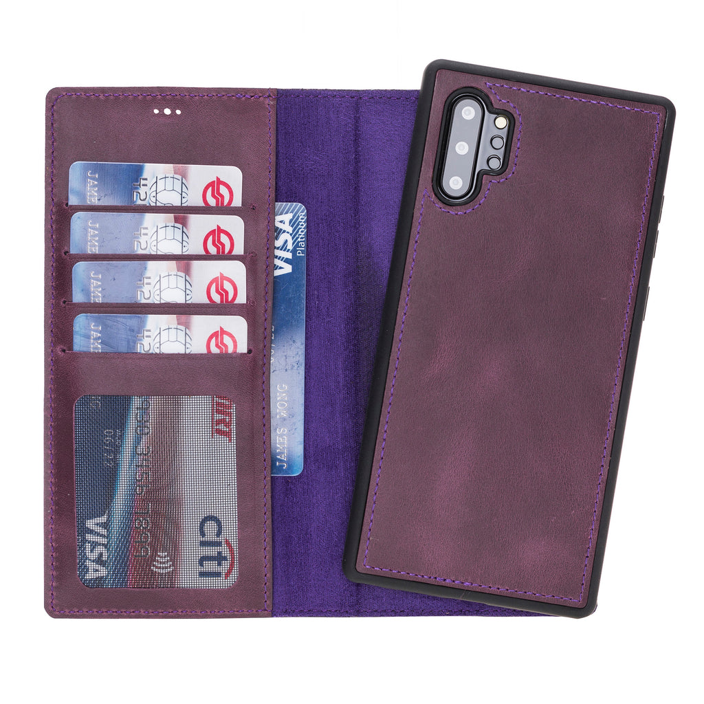 Samsung Galaxy Note 10 Plus Purple Leather 2-in-1 Card Holder Wallet Case with S Pen - Hardiston - 1