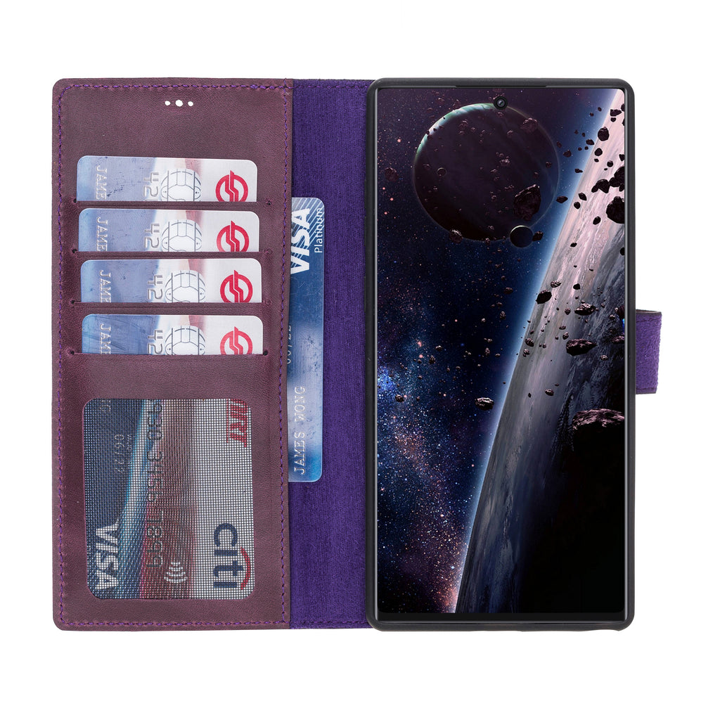 Samsung Galaxy Note 10 Plus Purple Leather 2-in-1 Card Holder Wallet Case with S Pen - Hardiston - 2
