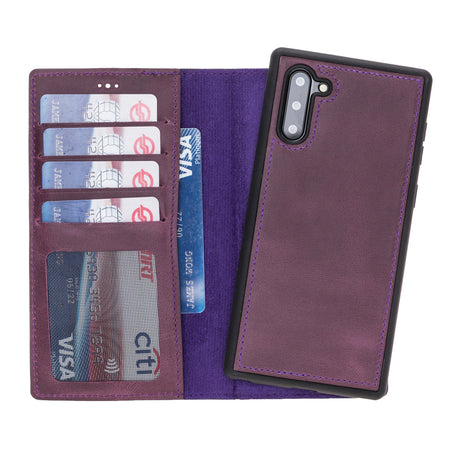 Samsung Galaxy Note 10 Purple Leather 2-in-1 Card Holder Wallet Case with S Pen - Hardiston - 1