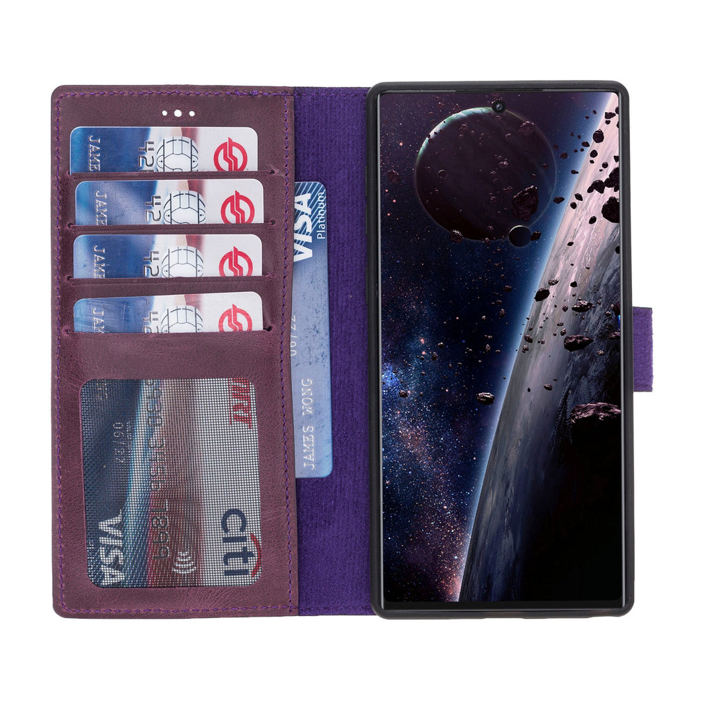 Samsung Galaxy Note 10 Purple Leather 2-in-1 Card Holder Wallet Case with S Pen - Hardiston - 2