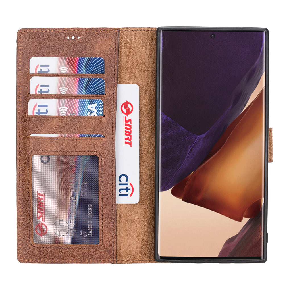 Samsung Galaxy Note 20 Plus Brown Leather 2-in-1 Card Holder Wallet Case with S Pen - Hardiston - 2