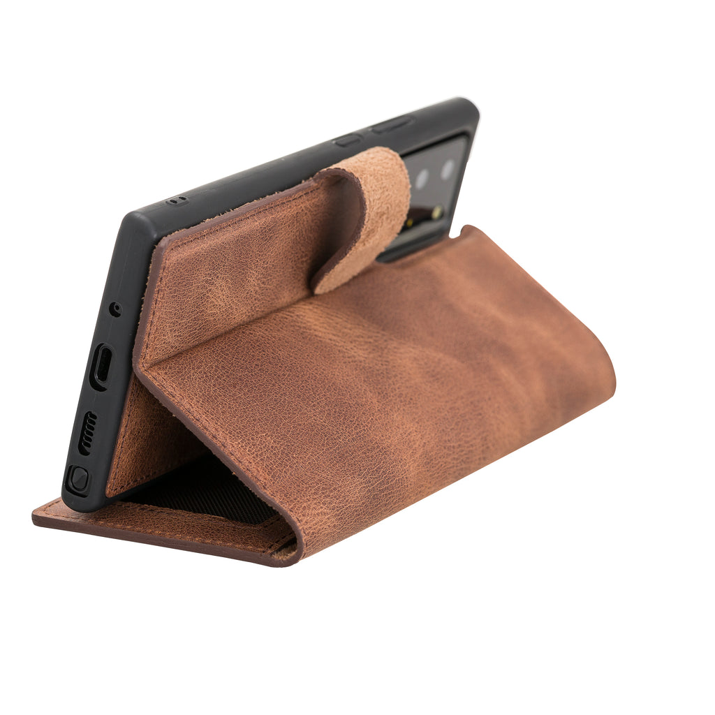 Samsung Galaxy Note 20 Plus Brown Leather 2-in-1 Card Holder Wallet Case with S Pen - Hardiston - 7