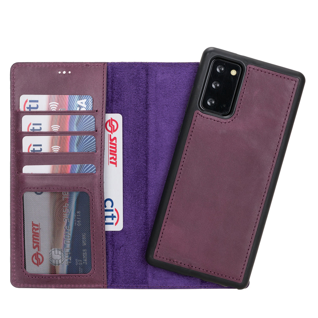 Samsung Galaxy Note 20 Plus Purple Leather 2-in-1 Card Holder Wallet Case with S Pen - Hardiston - 1