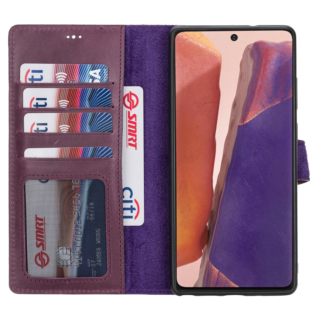Samsung Galaxy Note 20 Plus Purple Leather 2-in-1 Card Holder Wallet Case with S Pen - Hardiston - 2