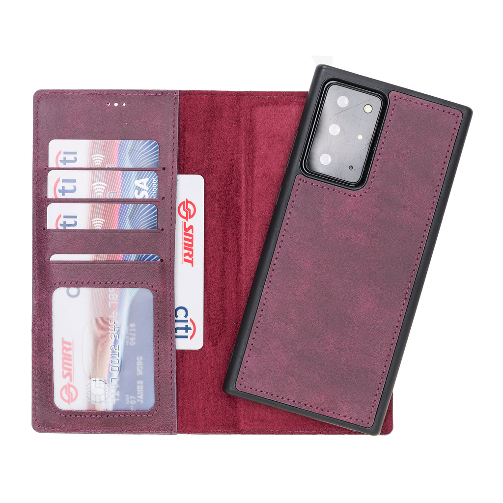 Samsung Galaxy Note 20 Ultra Purple Leather 2-in-1 Card Holder Wallet Case with S Pen - Hardiston - 1