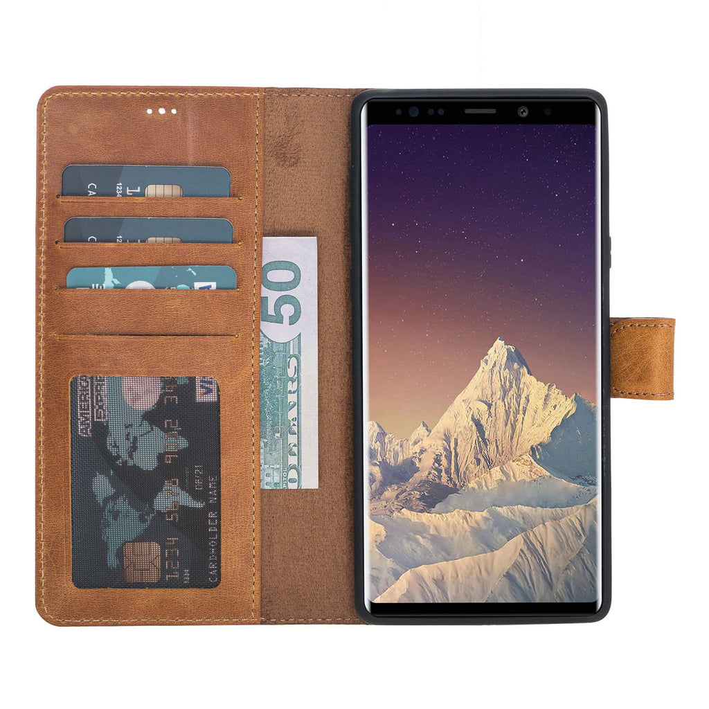 Samsung Galaxy Note 9 Amber Leather 2-in-1 Card Holder Wallet Case with S Pen - Hardiston - 2