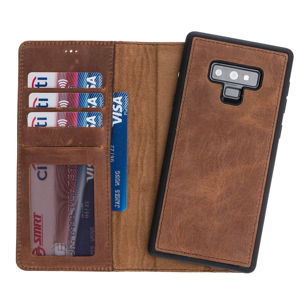 Samsung Galaxy Note 9 Brown Leather 2-in-1 Card Holder Wallet Case with S Pen - Hardiston - 1