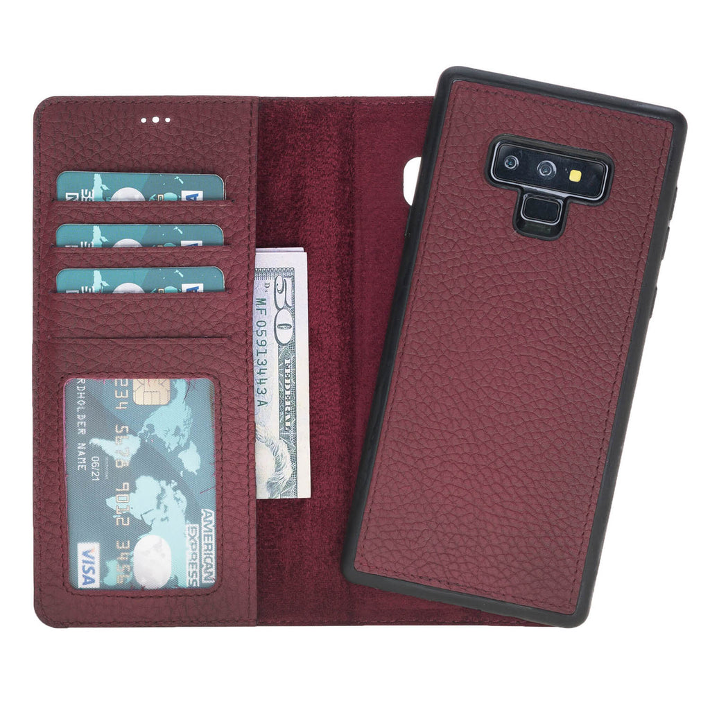 Samsung Galaxy Note 9 Burgundy Leather 2-in-1 Card Holder Wallet Case with S Pen - Hardiston - 1