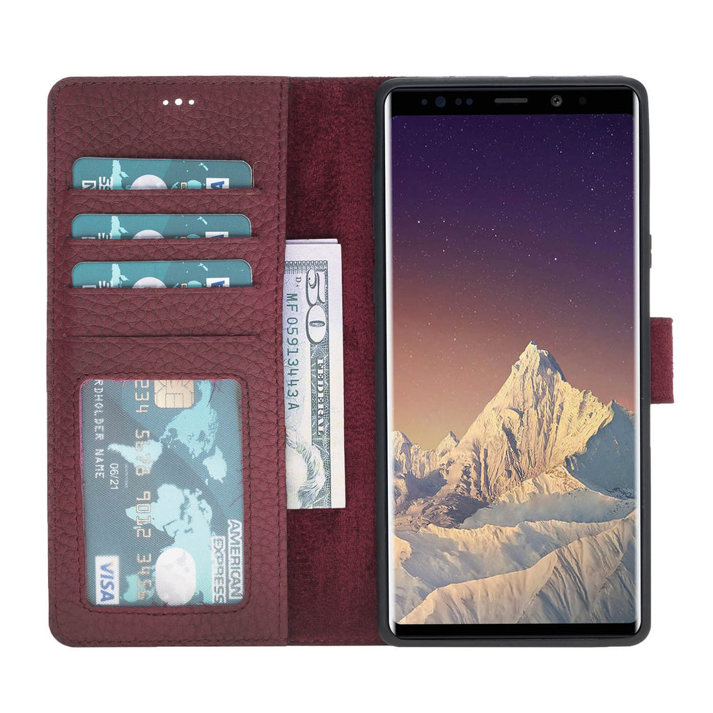 Samsung Galaxy Note 9 Burgundy Leather 2-in-1 Card Holder Wallet Case with S Pen - Hardiston - 2