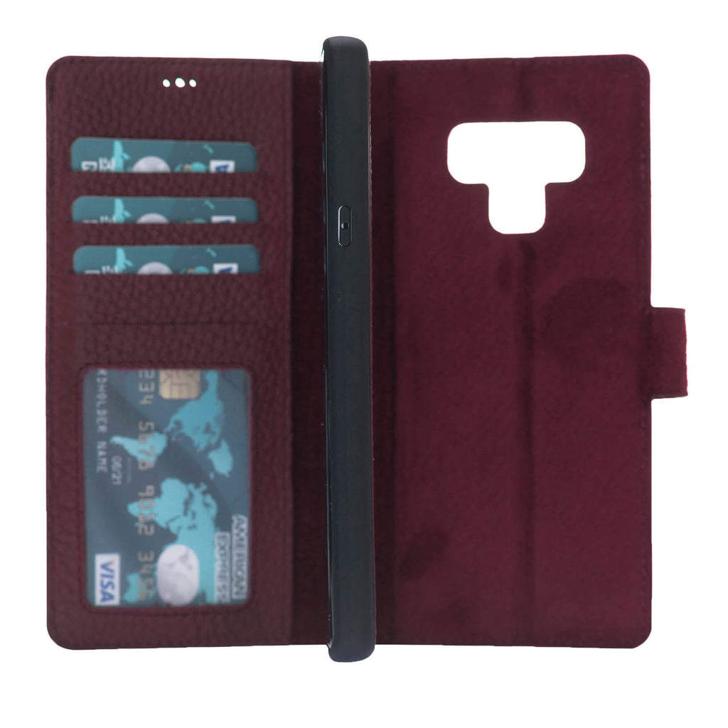 Samsung Galaxy Note 9 Burgundy Leather 2-in-1 Card Holder Wallet Case with S Pen - Hardiston - 3