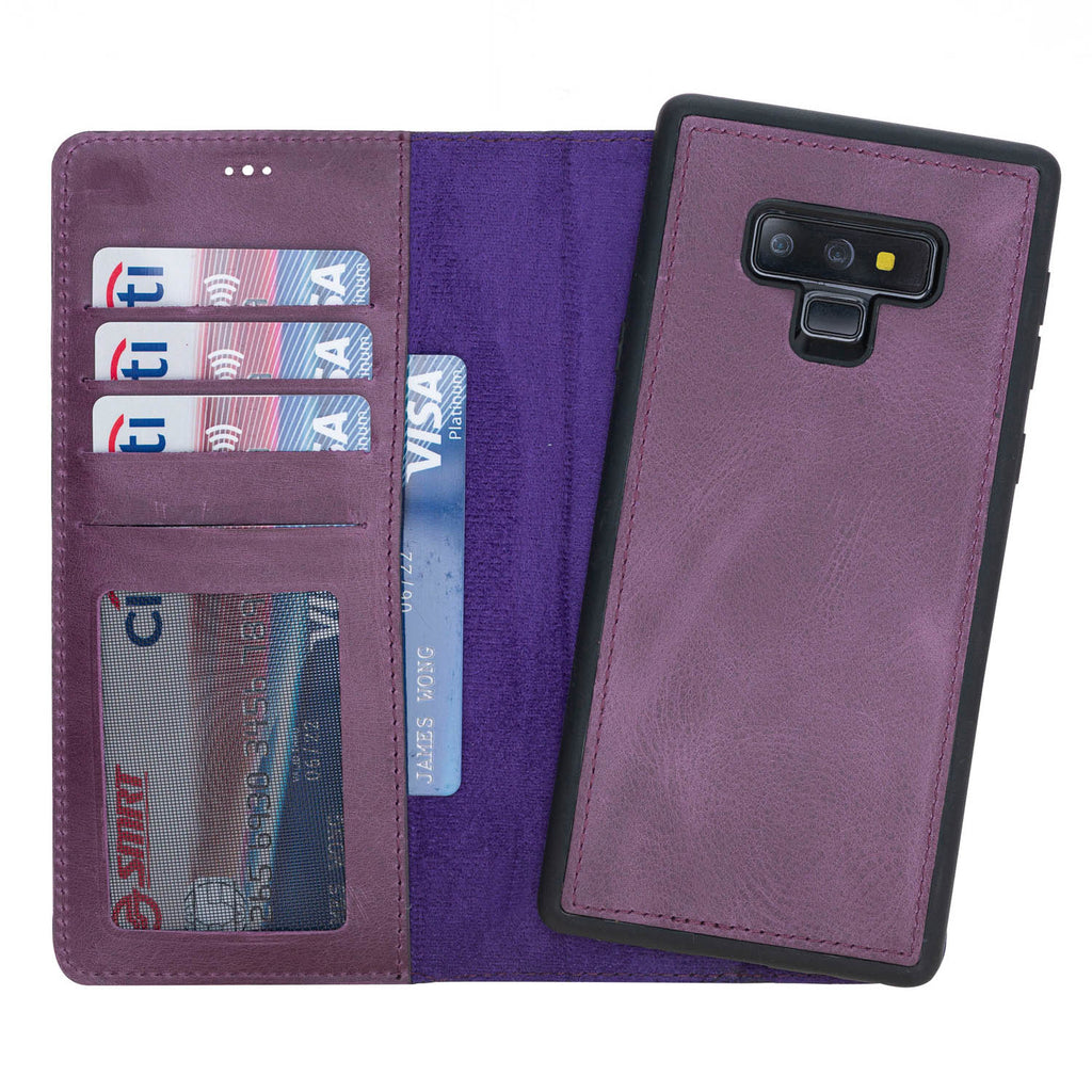 Samsung Galaxy Note 9 Purple Leather 2-in-1 Card Holder Wallet Case with S Pen - Hardiston - 1