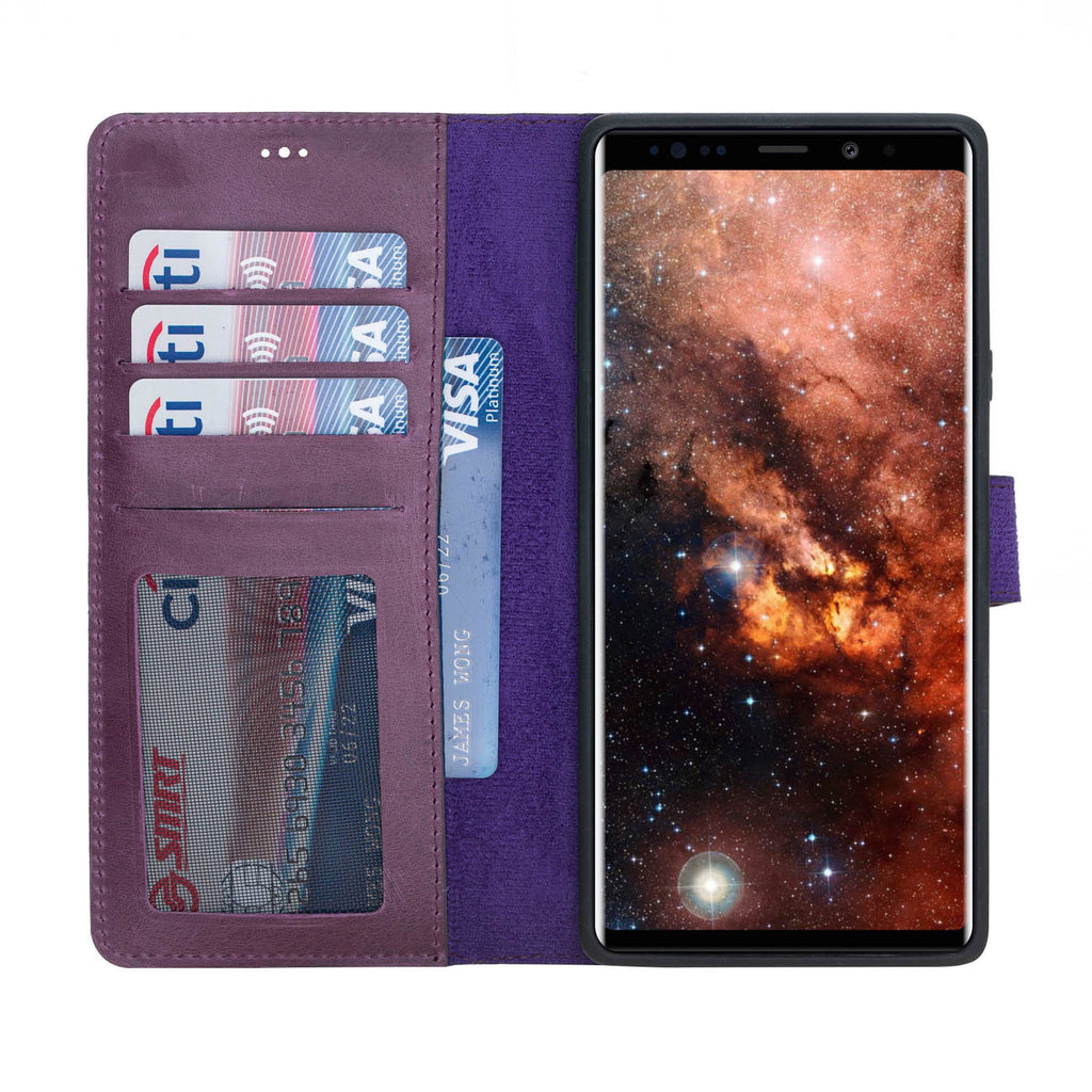 Samsung Galaxy Note 9 Purple Leather 2-in-1 Card Holder Wallet Case with S Pen - Hardiston - 2