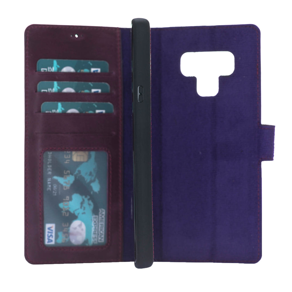 Samsung Galaxy Note 9 Purple Leather 2-in-1 Card Holder Wallet Case with S Pen - Hardiston - 3