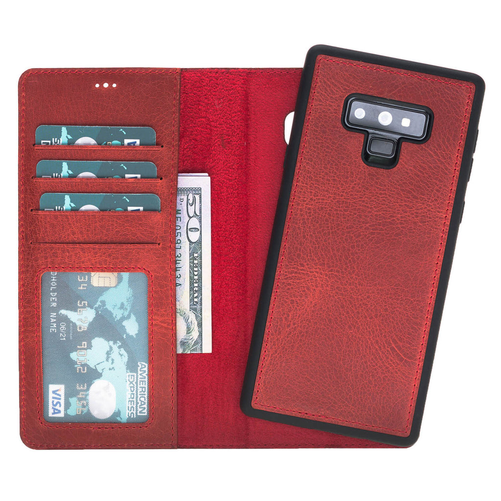 Samsung Galaxy Note 9 Red Leather 2-in-1 Card Holder Wallet Case with S Pen - Hardiston - 1