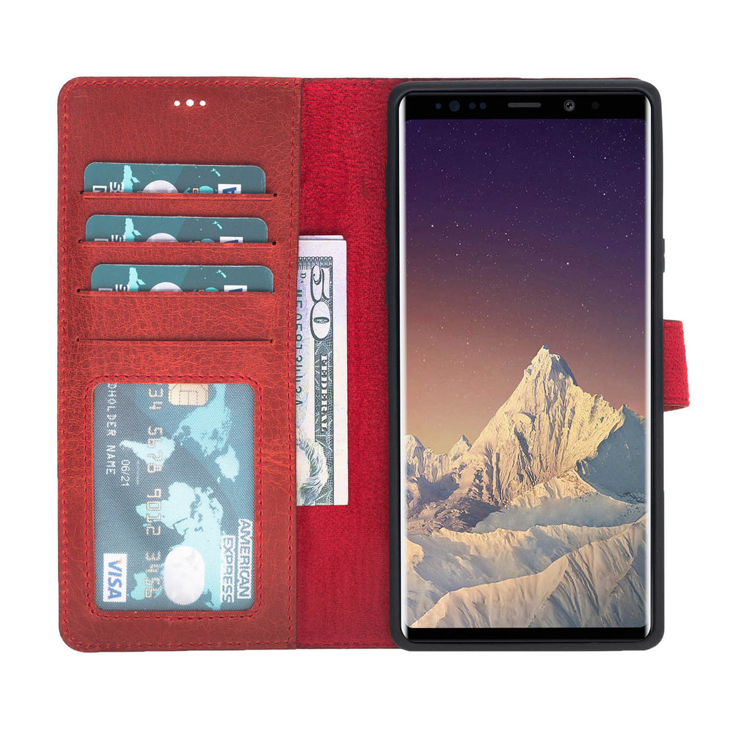 Samsung Galaxy Note 9 Red Leather 2-in-1 Card Holder Wallet Case with S Pen - Hardiston - 2
