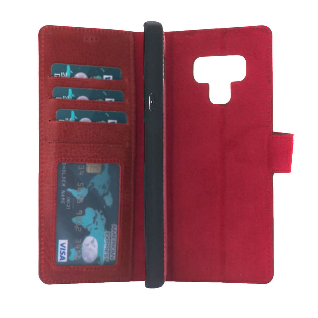 Samsung Galaxy Note 9 Red Leather 2-in-1 Card Holder Wallet Case with S Pen - Hardiston - 3