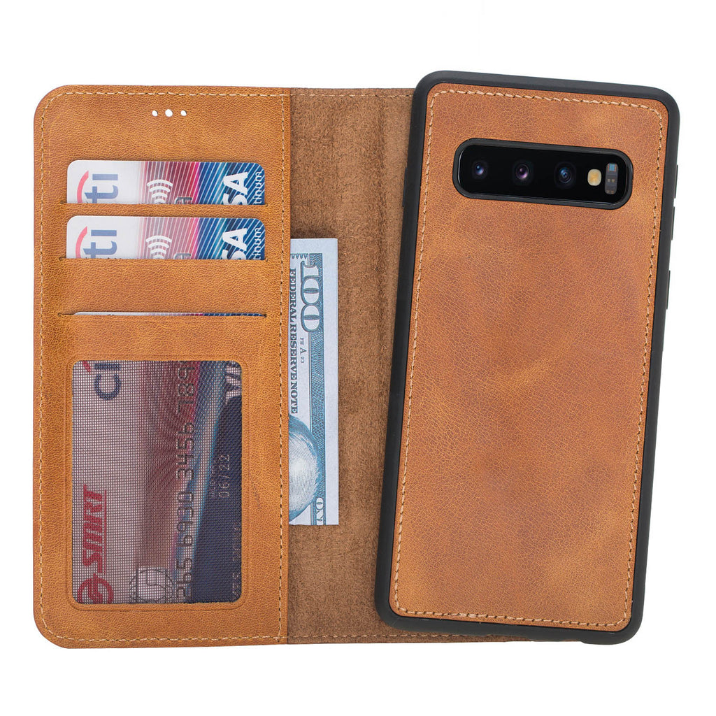 Samsung Galaxy S10 Amber Leather 2-in-1 Wallet Case with Card Holder - Hardiston - 1