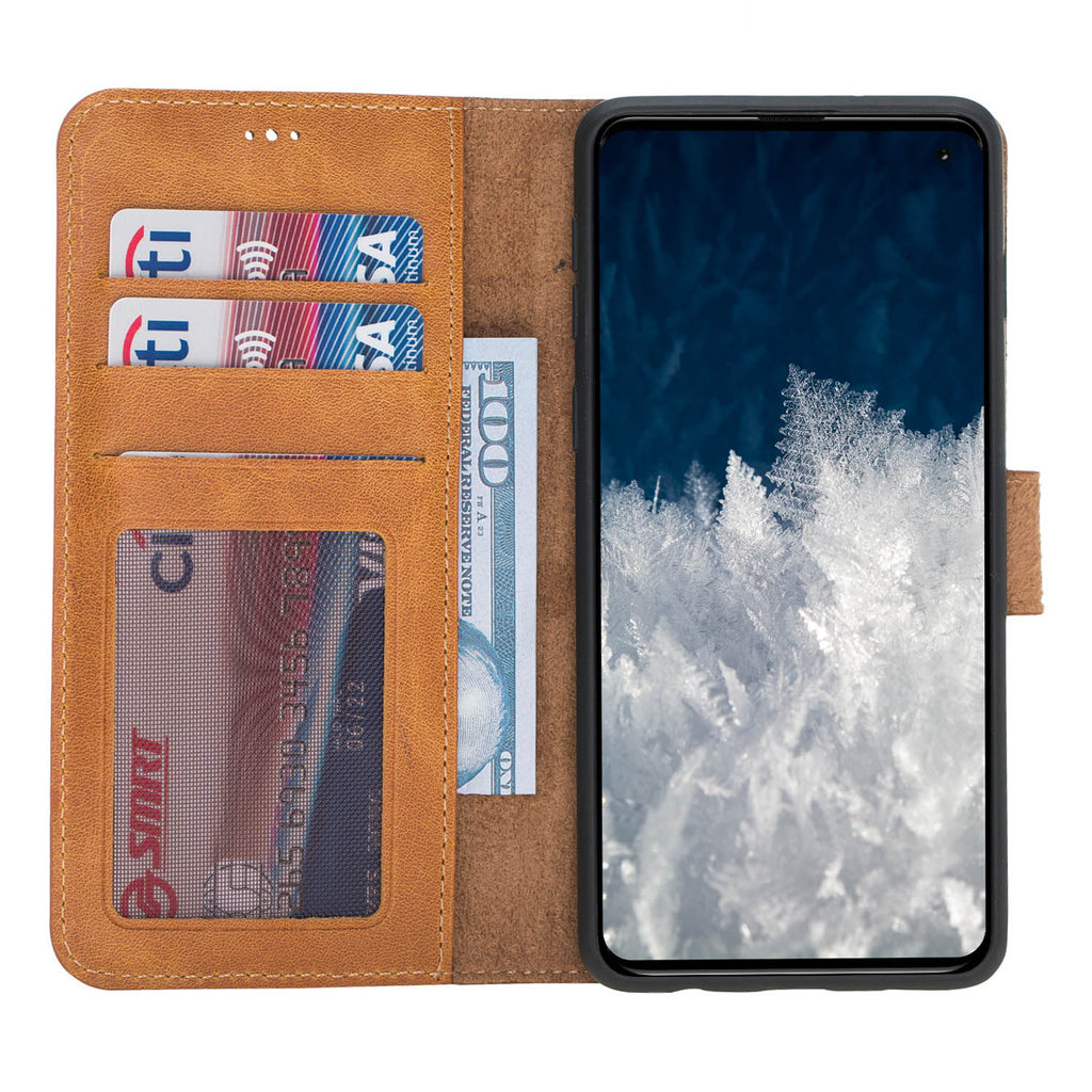 Samsung Galaxy S10 Amber Leather 2-in-1 Wallet Case with Card Holder - Hardiston - 2