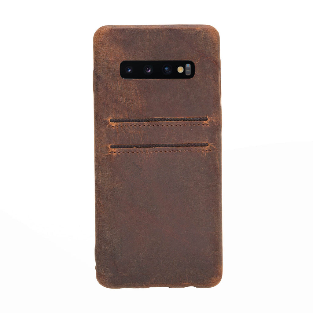 Samsung Galaxy S10 Brown Leather Snap-On Case with Card Holder - Hardiston - 2