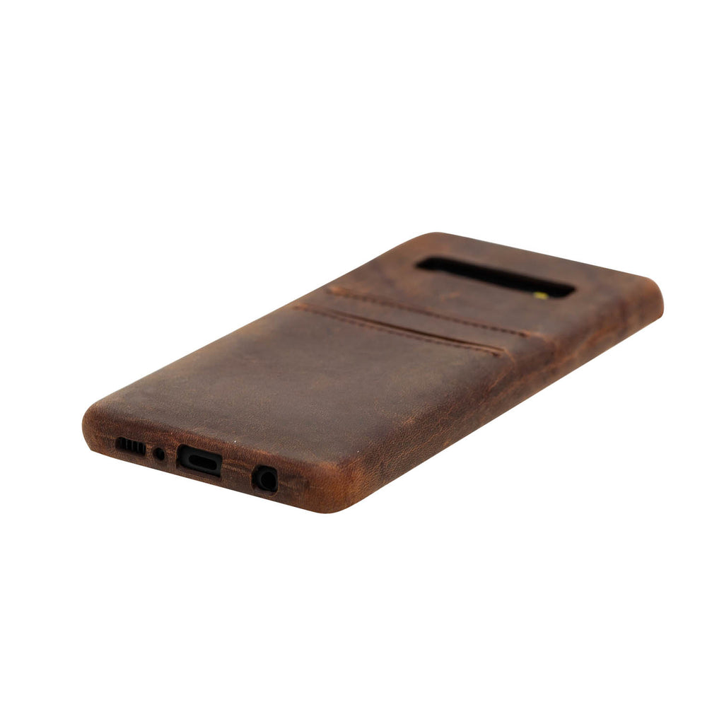 Samsung Galaxy S10 Brown Leather Snap-On Case with Card Holder - Hardiston - 5