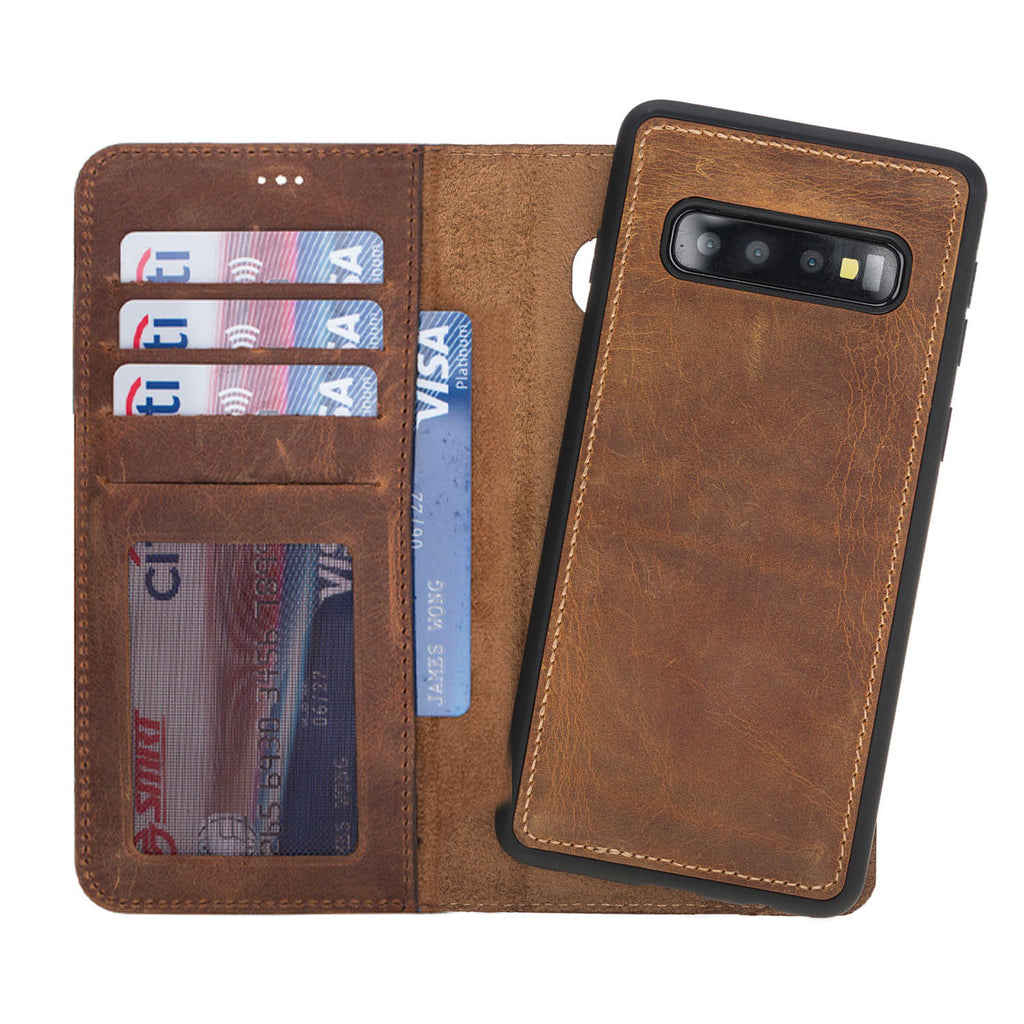 Samsung Galaxy S10 Amber Leather 2-in-1 Wallet Case with Card Holder - Hardiston - 1