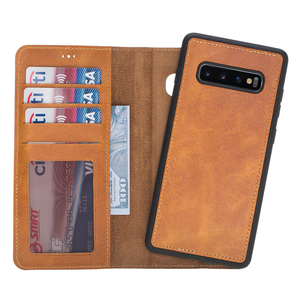 Samsung Galaxy S10+ Amber Leather 2-in-1 Wallet Case with Card Holder - Hardiston - 1