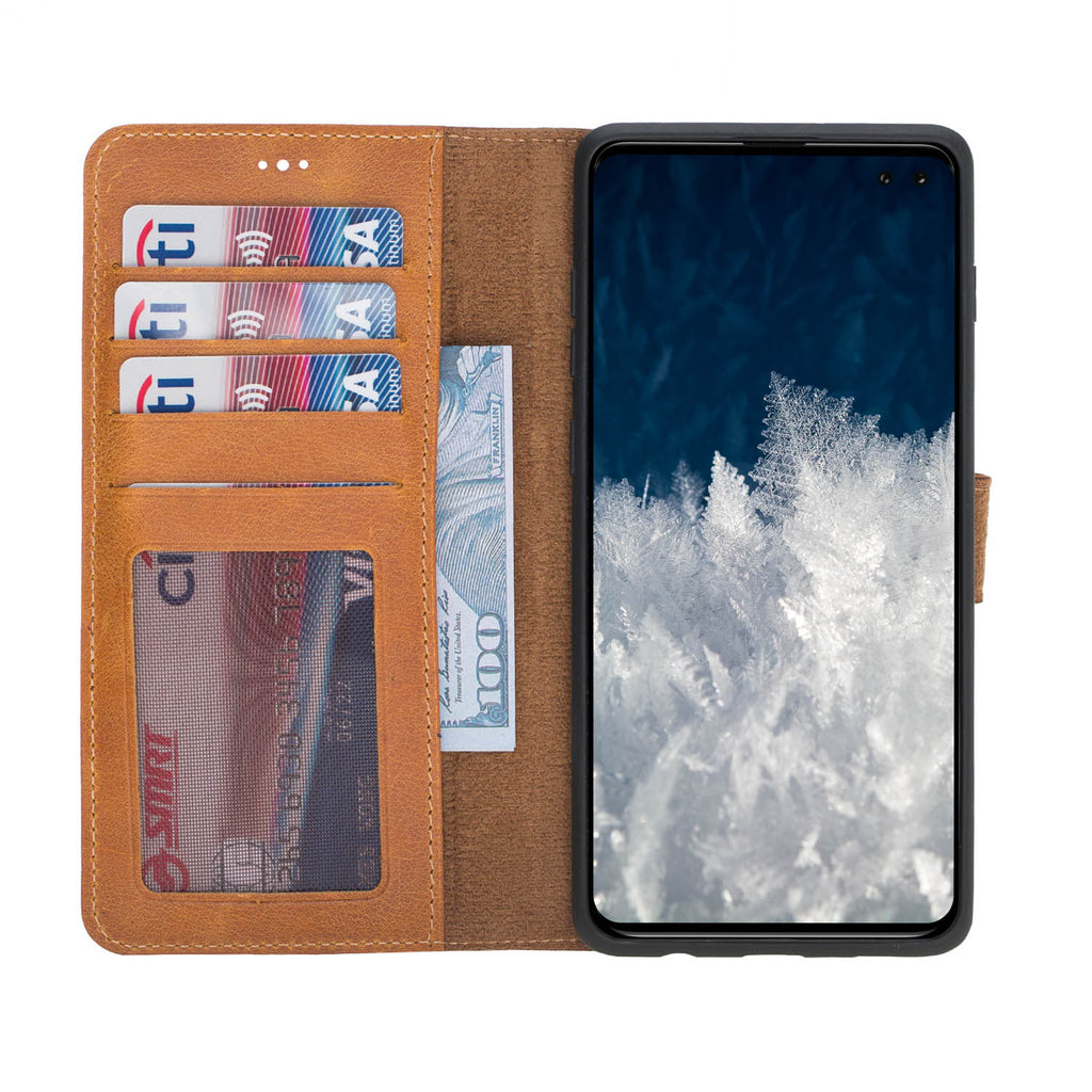 Samsung Galaxy S10+ Amber Leather 2-in-1 Wallet Case with Card Holder - Hardiston - 2