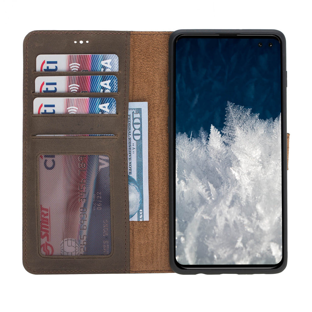 Samsung Galaxy S10+ Mocha Leather 2-in-1 Wallet Case with Card Holder - Hardiston - 2