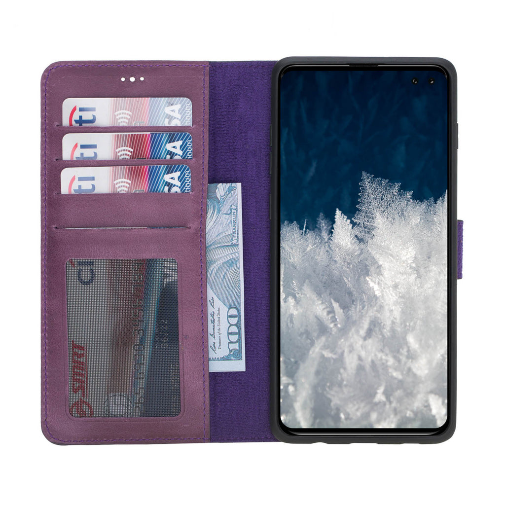 Samsung Galaxy S10+ Purple Leather 2-in-1 Wallet Case with Card Holder - Hardiston - 2