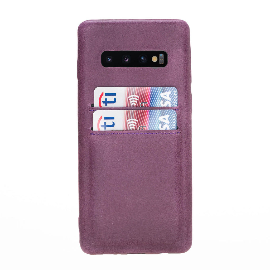 Samsung Galaxy S10 Purple Leather Snap-On Case with Card Holder - Hardiston - 1