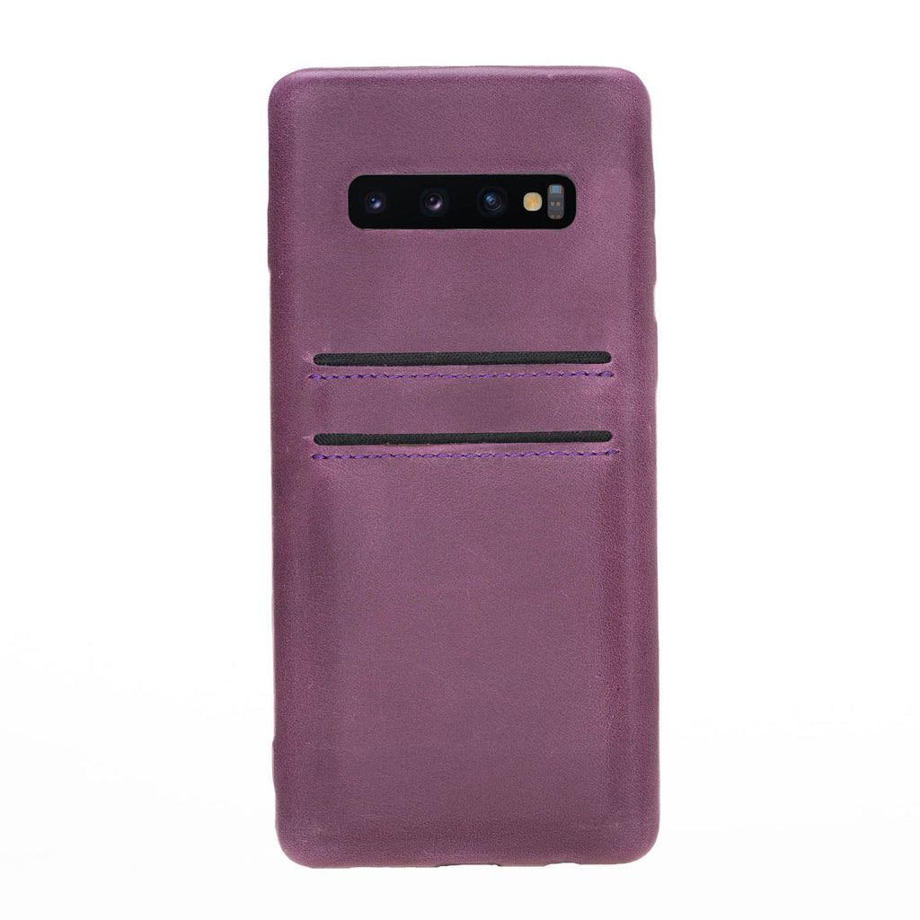 Samsung Galaxy S10 Purple Leather Snap-On Case with Card Holder - Hardiston - 3