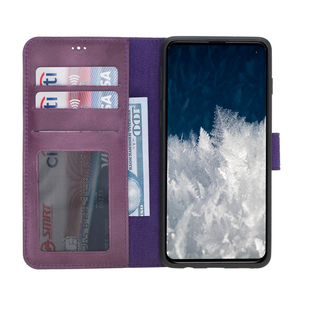 Samsung Galaxy S10 Purple Leather 2-in-1 Wallet Case with Card Holder - Hardiston - 2