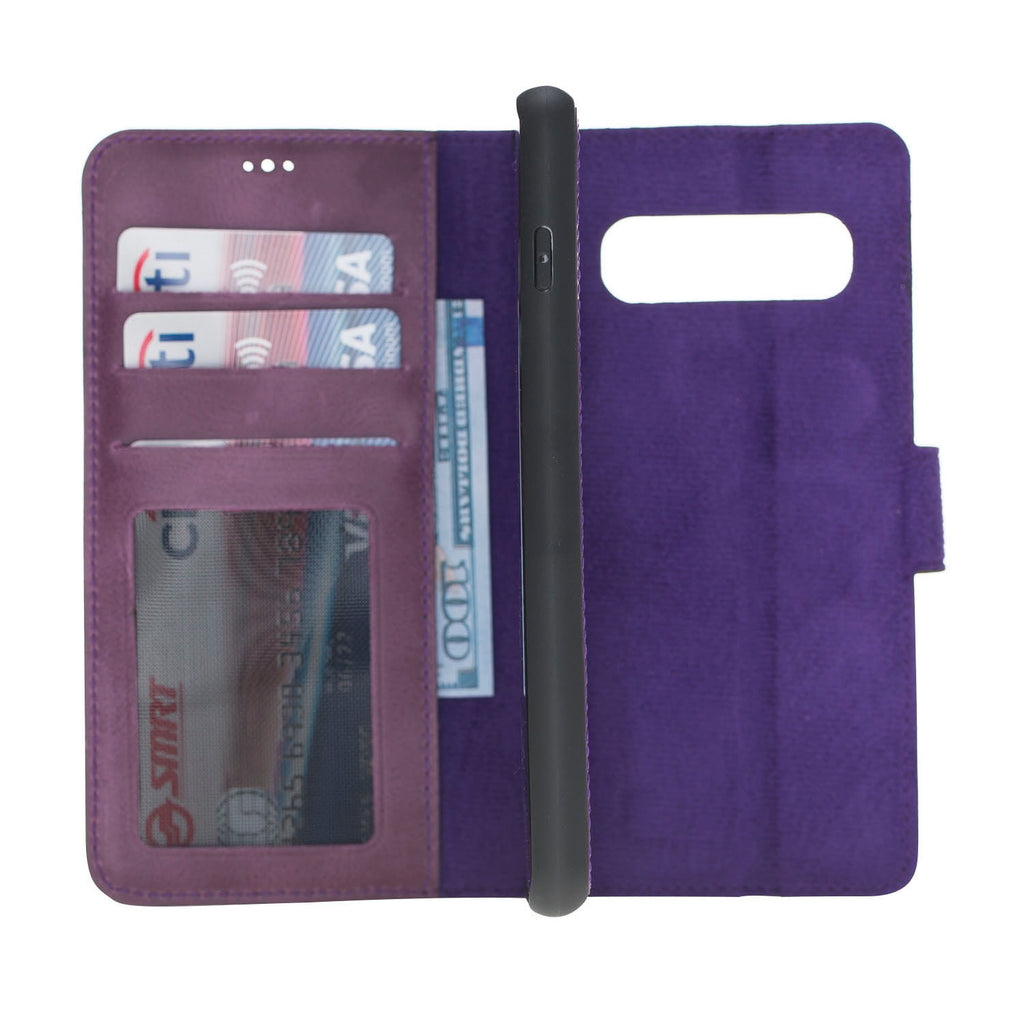 Samsung Galaxy S10 Purple Leather 2-in-1 Wallet Case with Card Holder - Hardiston - 3
