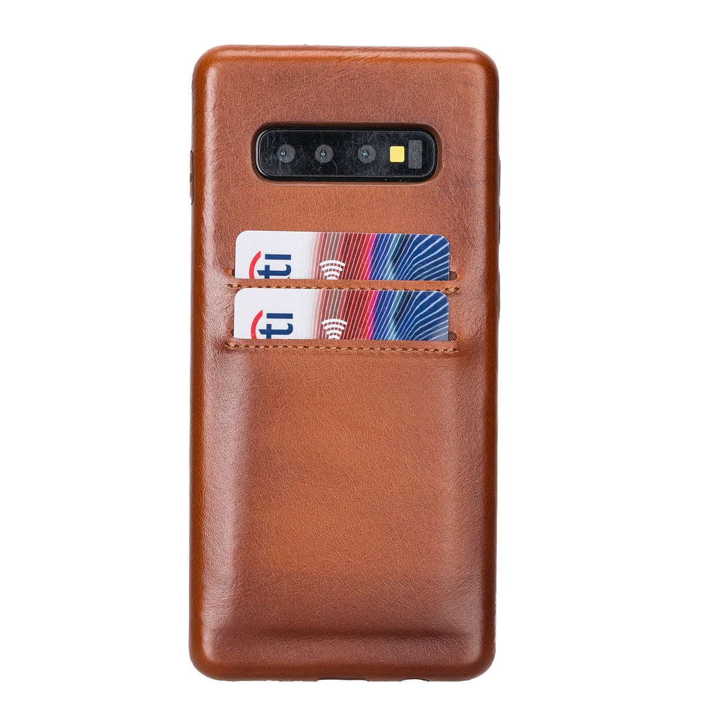 Samsung Galaxy S10 Russet Leather Snap-On Case with Card Holder - Hardiston - 1
