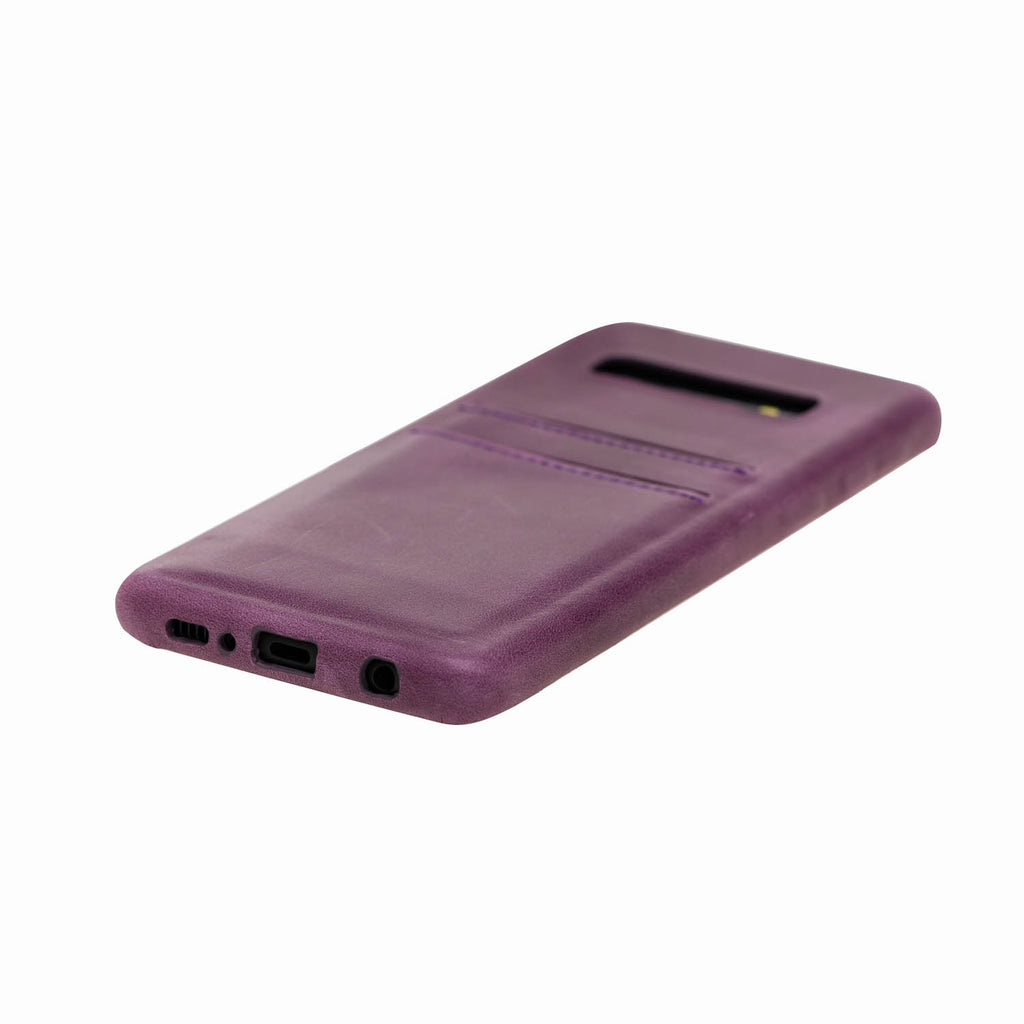 Samsung Galaxy S10+ Purple Leather Snap-On Case with Card Holder - Hardiston - 5