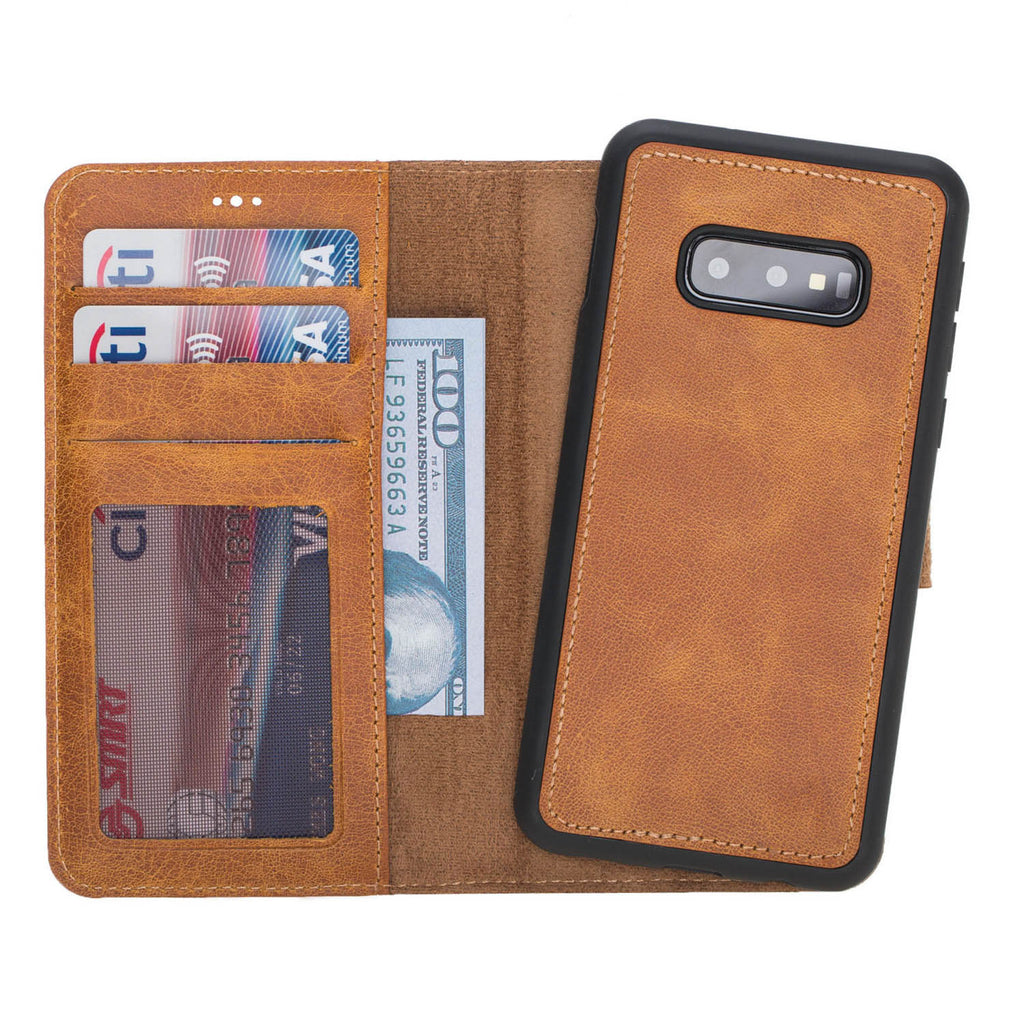 Samsung Galaxy S10e Amber Leather 2-in-1 Wallet Case with Card Holder - Hardiston - 1