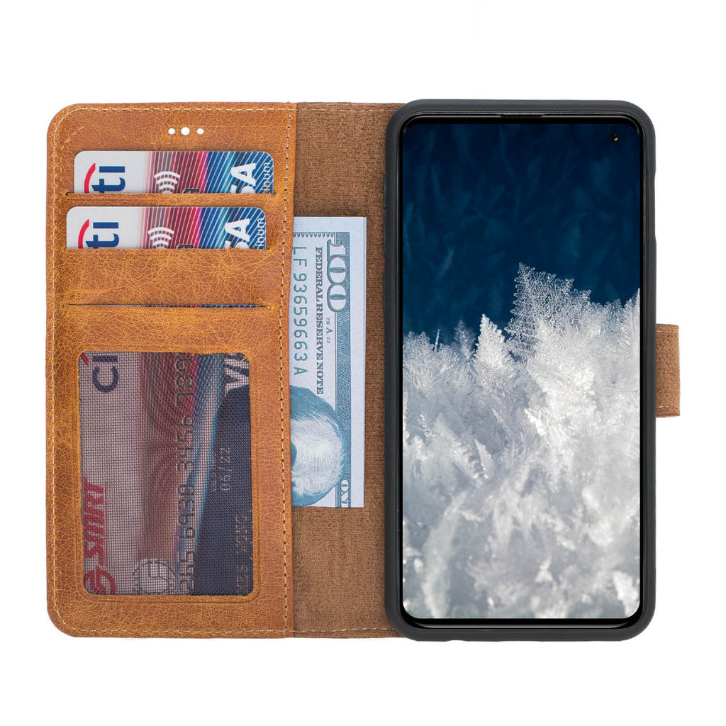 Samsung Galaxy S10e Amber Leather 2-in-1 Wallet Case with Card Holder - Hardiston - 2