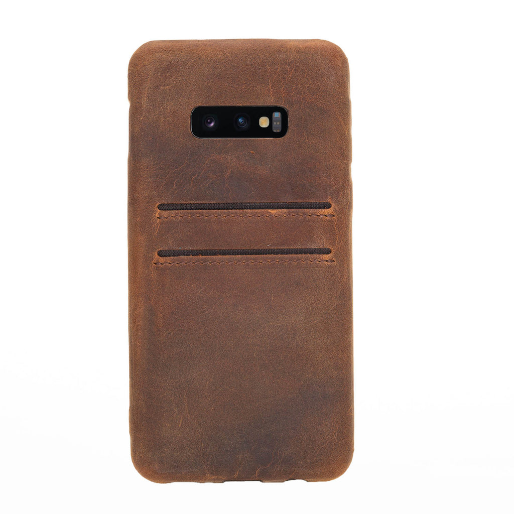 Samsung Galaxy S10e Brown Leather Snap-On Case with Card Holder - Hardiston - 2